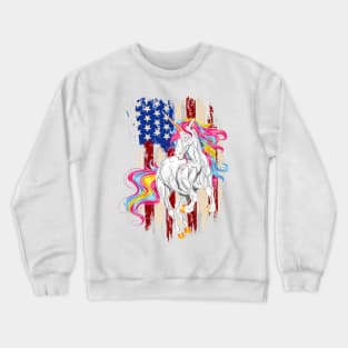 Americorn Patriotic Unicorn America Stars Flag Premium Crewneck Sweatshirt